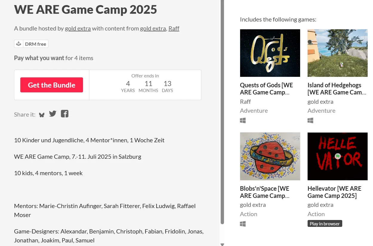 WE ARE Games auf itch.io als Bundle